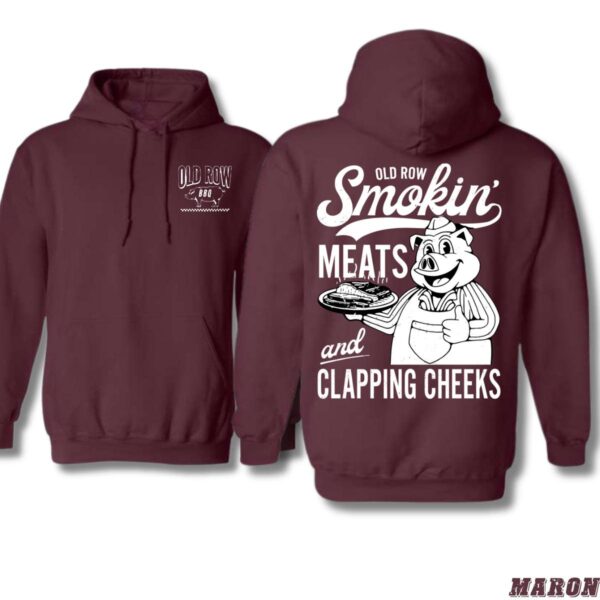 Old Row BBQ Smokin' Meats and Clapping Cheeks Black Unisex Hoodie, Ideal for BBQ Enthusiasts and Humor Lovers , Hoodie Design - Image 2
