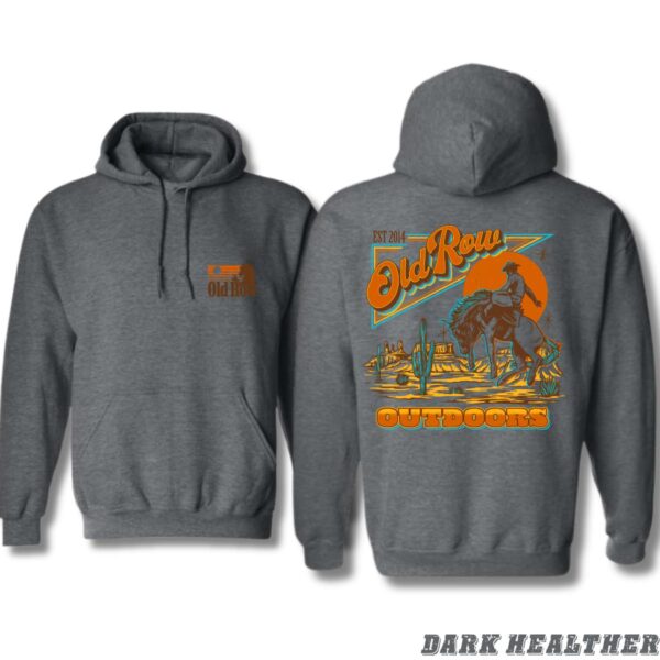 Old Row Outdoors Hoodie, Retro Western Cowboy Design, Cactus Desert Scene, Adventure Enthusiasts and Western Style Lovers - Image 3