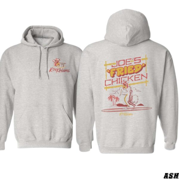 Joe's Fried Chicken Hoodie, Retro Surfing Chicken Design, Food Lovers and Beach Vibes, Ideal for Casual Comfort, Street Life Style - Image 2