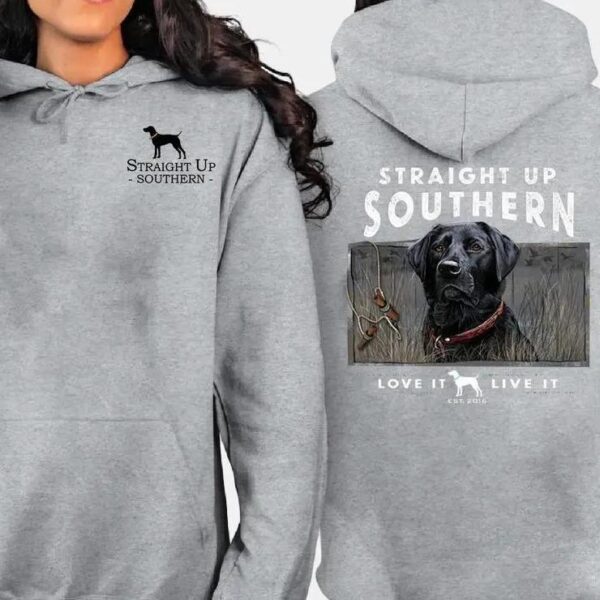 Straight Up Southern Hoodie, Hunting Dog Design, Comfortable and Durable Camo Country Hoodies, Perfect for Outdoor Enthusiasts and Dog Lovers. , Winter Fashion - Image 2