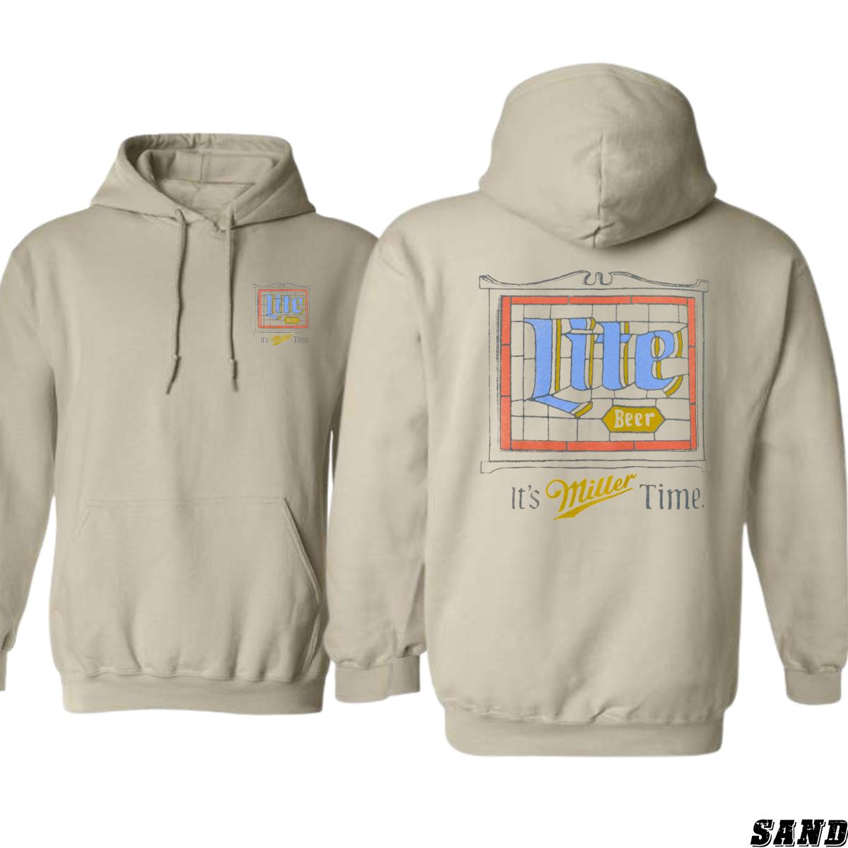 Miller Lite It’s Miller Time Design, Casual Wear Hoodie, Classic and Iconic Style , Hoodie Style Menswear Sweaters, Street Life Style