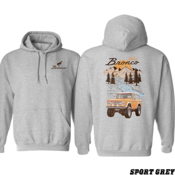 Ford Bronco Hoodie, Classic Vintage Off-Road Adventure Design with Mountain and River Scene, Perfect for Outdoor Enthusiasts and Bronco Lovers, Cozy and Stylish Apparel to Showcase Your Passion for Adventure and Iconic Vehicles , Winter Fashion - Image 3