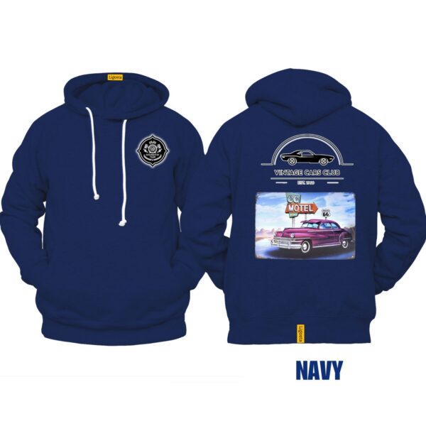 Ligosta Vintage, Cars Club Hoodie, Unisex Hoodie Featuring Route 66 Motel Graphic, Perfect For Retro Car Lovers 16 - Image 2