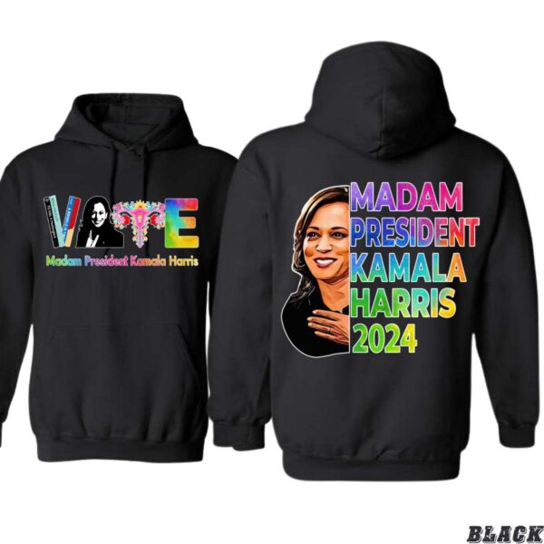 Madam President Kamala Harris Hoodie, Vibrant Vote and Campaign Design for 2024, Perfect for Supporters, Menswear Unisex, Street Life Style - Image 3