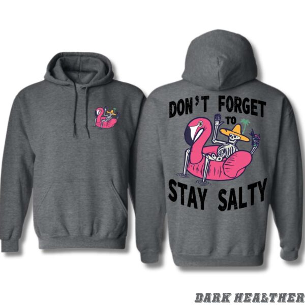Stay Salty Flamingo Skeleton Design, Casual Wear Hoodie, Fun and Beachy Style , Hoodie Design - Image 3