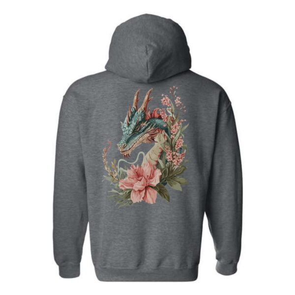 Dragon and Floral Hoodie, Intricate Dragon with Floral Design, Perfect for Fantasy Lovers, Ideal for Casual Wear, Comfortable and Stylish, Hoodie For Men, Hoodie For Women , Hoodie Design - Image 8