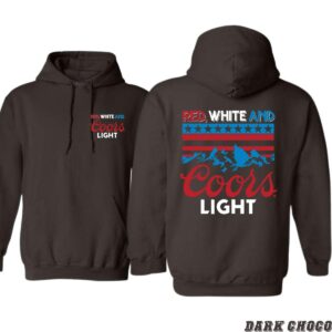 Coors Light Hoodie, Red, White, and Blue Stars and Stripes Design with Iconic Mountain Logo, Perfect for Beer Lovers and Outdoor Enthusiasts, Cozy and Stylish Apparel to Celebrate Your Love for Coors Light , Winter Fashion