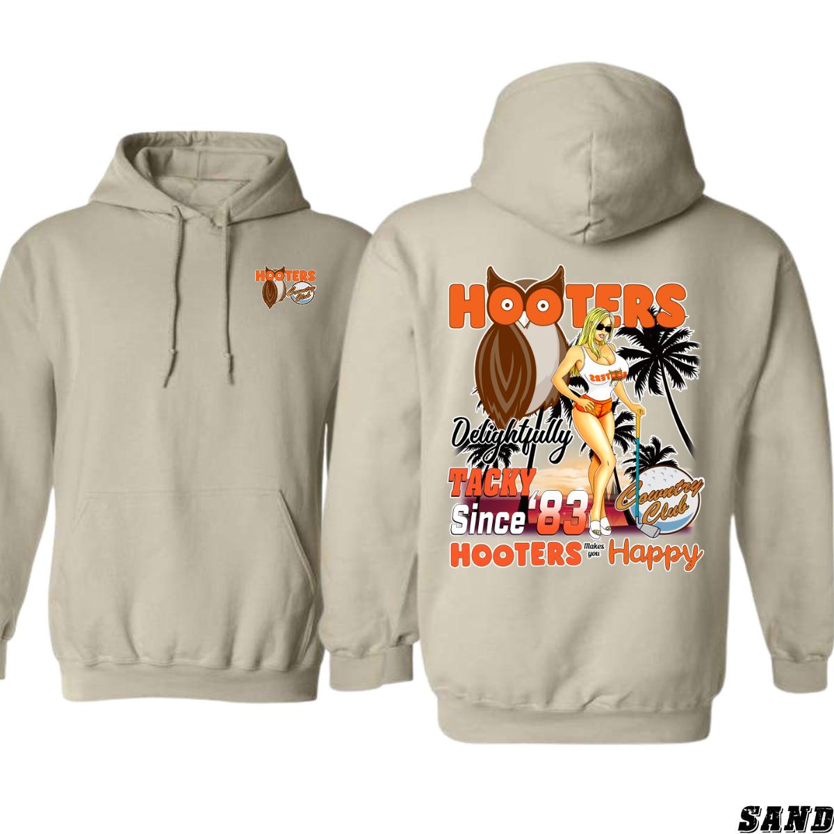 Hooters Delightfully Tacky Since ’83 Black Unisex Hoodie, Perfect for Hooters Fans and Collectors , Street Life Style, Street Life Style