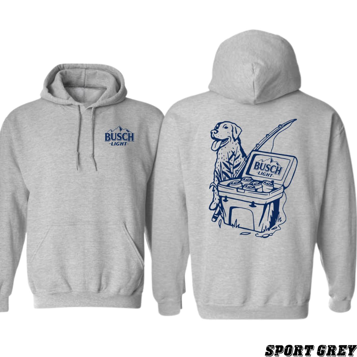 Busch Light Dog and Cooler Design, Outdoor Casual Hoodie, Playful and Adventurous Style, Hoodie Style, Menswear Sweaters, Street Life Style