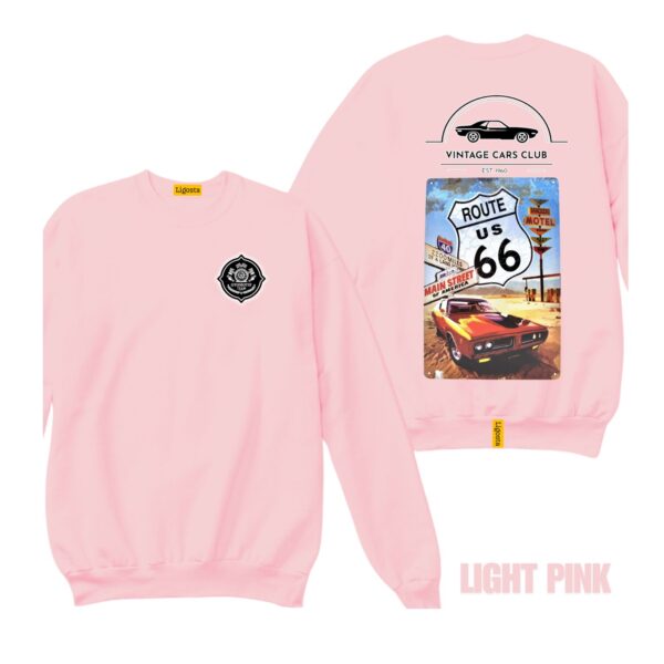 Ligosta Vintage, Cars Club Sweatshirt, Unisex Sweatshirt Featuring Route 66 Graphic, Perfect For Road Trip Enthusiasts 14 - Image 4