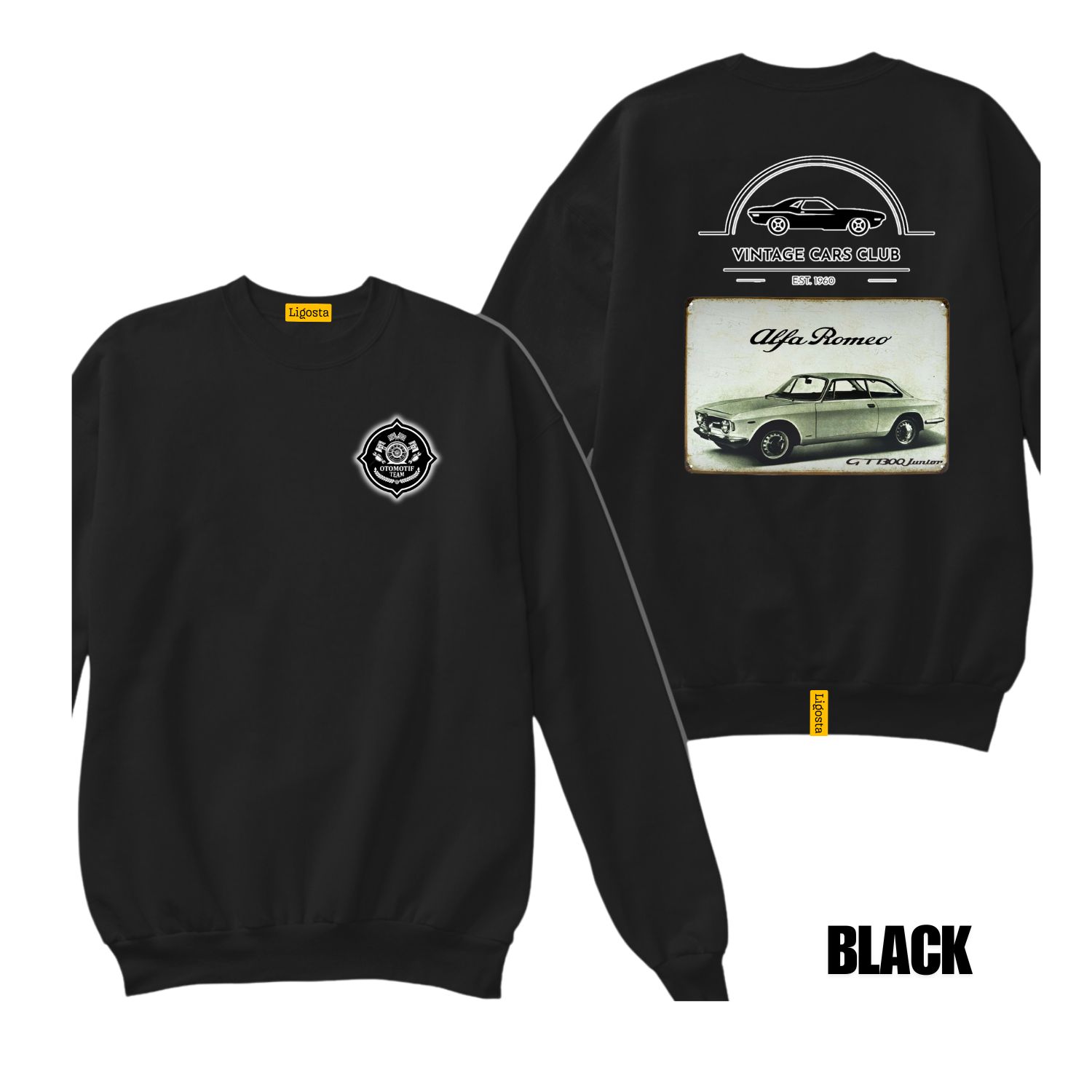 Ligosta Vintage, Cars Club Sweatshirt, Unisex Sweatshirt Featuring Alfa Romeo GT 1300 Graphic, Perfect For Classic Car Lovers 15