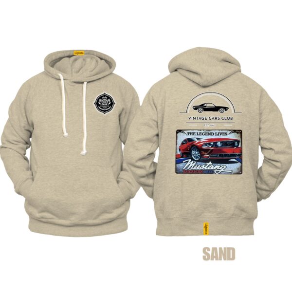 Ligosta Vintage, Cars Club Collection Hoodie, Unisex Hoodie Featuring Mustang American Bred Graphic, Perfect For Muscle Car Enthusiasts 12 - Image 6