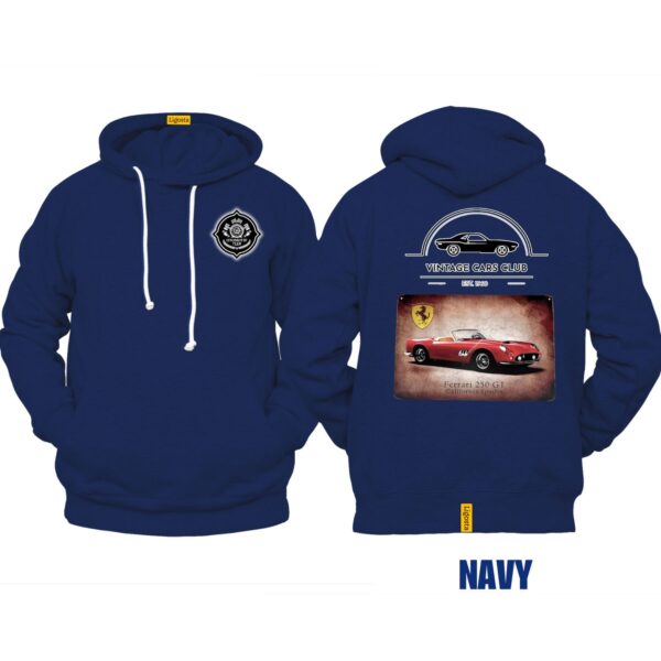 Ligosta Vintage, Cars Club Collection Hoodie, Unisex Hoodie Featuring Ferrari 250 GT California Spider Graphic, Perfect For Sports Car Fans - Image 2