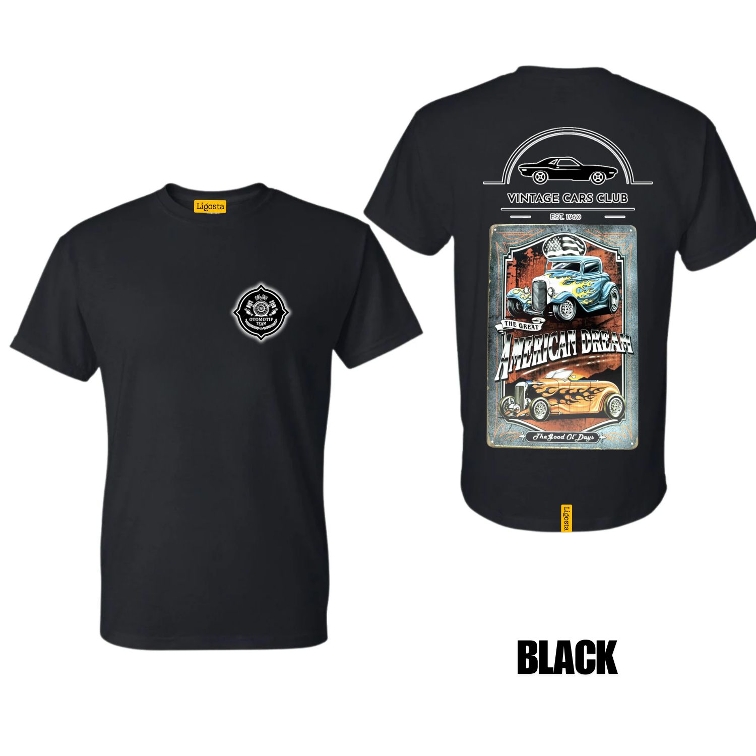 Ligosta Vintage, Cars Club T-Shirt, Unisex T-Shirt Featuring American Dream Hot Rod Graphic, Perfect For Classic Car Fans 20