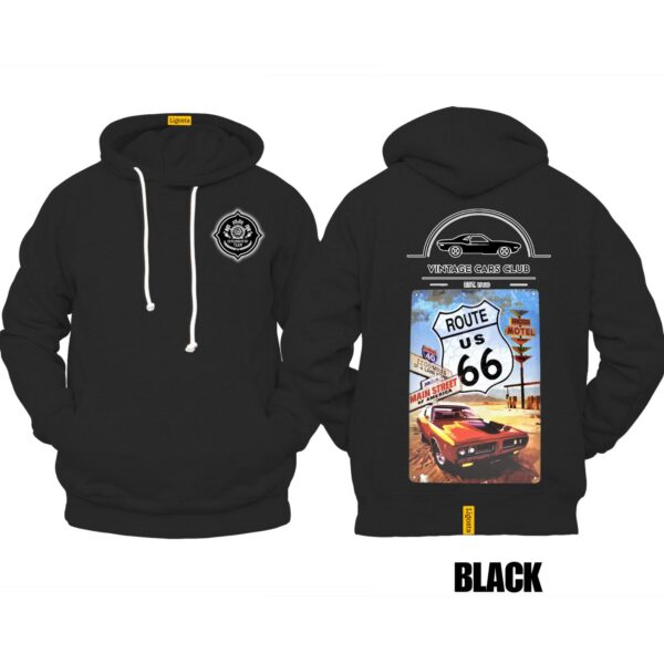 Ligosta Vintage, Cars Club Hoodie, Unisex Hoodie Featuring Route 66 Graphic, Perfect For Road Trip Enthusiasts 14