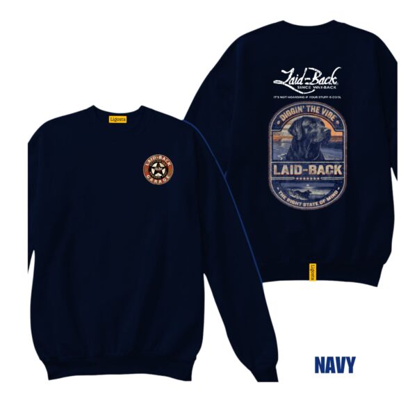 Ligosta Vintage, Laid-Back Sweatshirt, Unisex Sweatshirt Featuring Diggin' The Vibe Dog Graphic, Perfect For Relaxed Style Fans 27 - Image 2