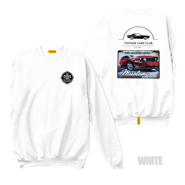 Ligosta Vintage, Cars Club Collection Sweatshirt, Unisex Sweatshirt Featuring Mustang The Legend Lives Graphic, Perfect For American Muscle Car Fans 12 - Image 3