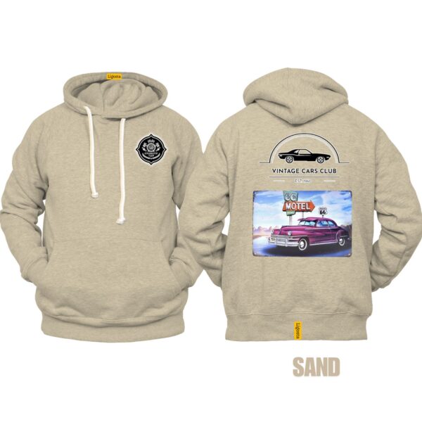 Ligosta Vintage, Cars Club Hoodie, Unisex Hoodie Featuring Route 66 Motel Graphic, Perfect For Retro Car Lovers 16 - Image 6