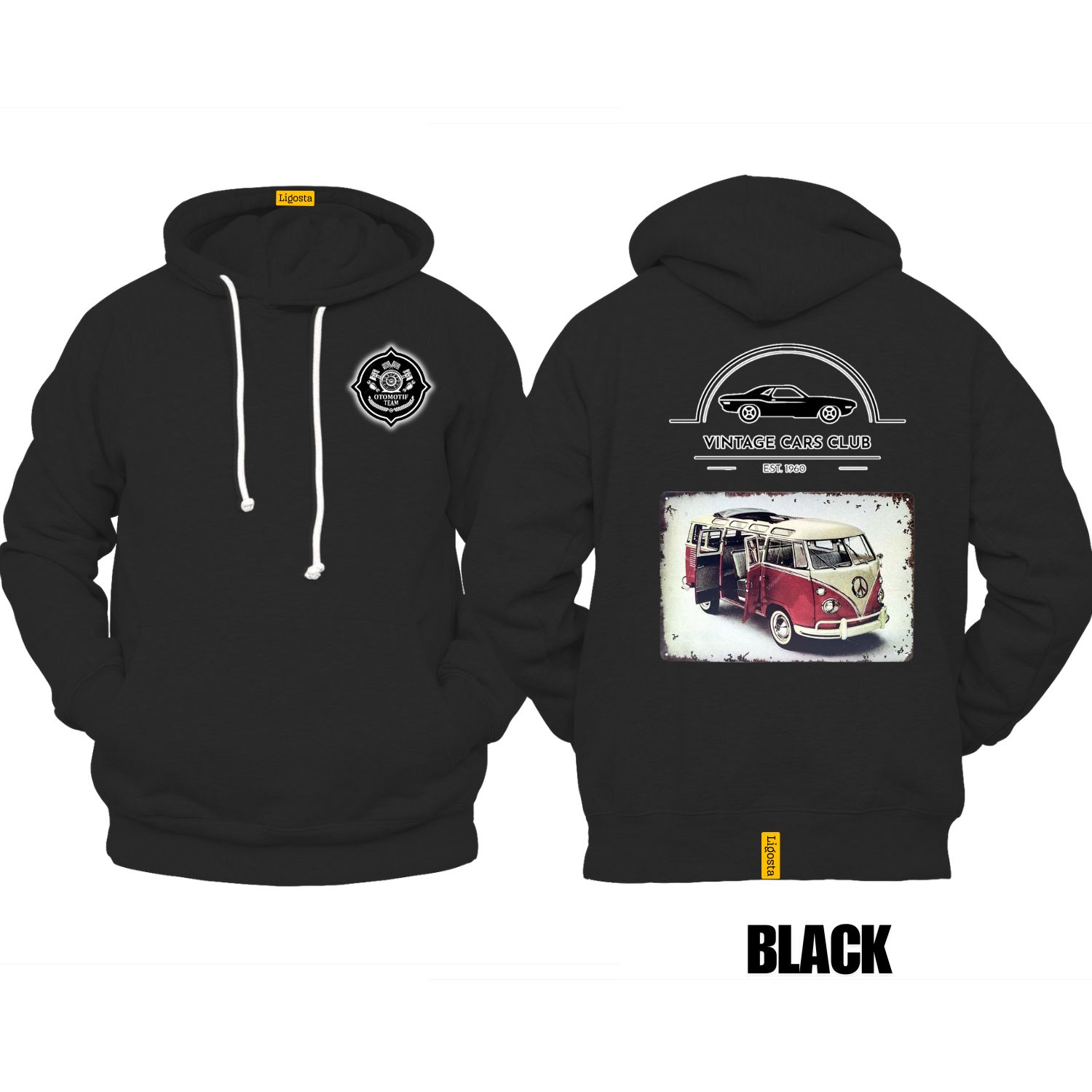 Ligosta Vintage, Cars Club Hoodie, Unisex Hoodie Featuring VW Camper Van Graphic, Perfect For Retro Van Lovers 18