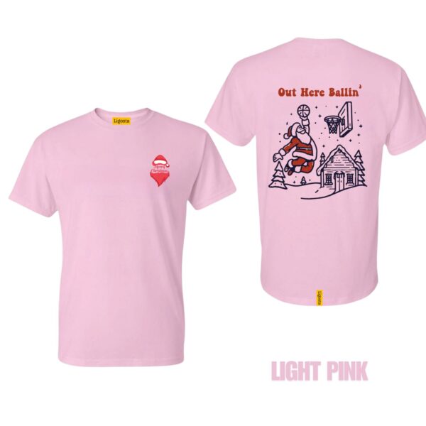 Ligosta Holiday Sports Collection T-Shirt, Unisex T-Shirt Featuring Out Here Ballin' Santa Basketball Design, Perfect For Xmas Fun 06 - Image 4