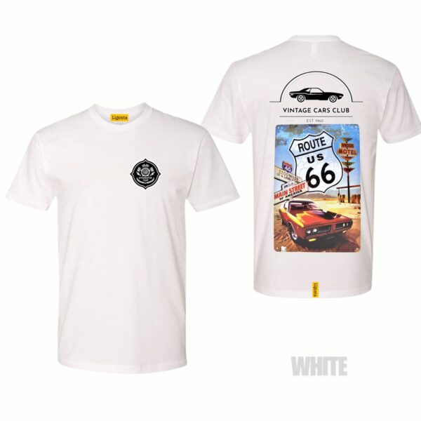Ligosta Vintage, Cars Club T-Shirt, Unisex T-Shirt Featuring Route 66 Graphic, Perfect For Road Trip Enthusiasts 14 - Image 3