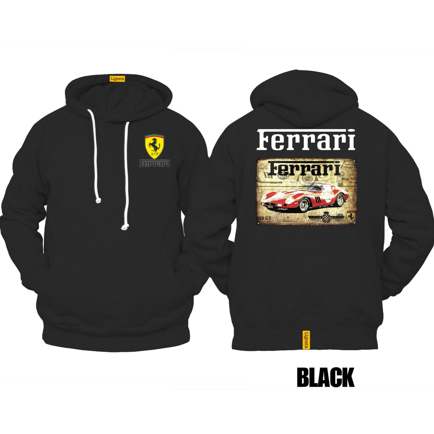 Ligosta Vintage, Cars Club Hoodie, Unisex Hoodie Featuring Ferrari 250 GTO Graphic, Perfect For Sports Car Fans 21