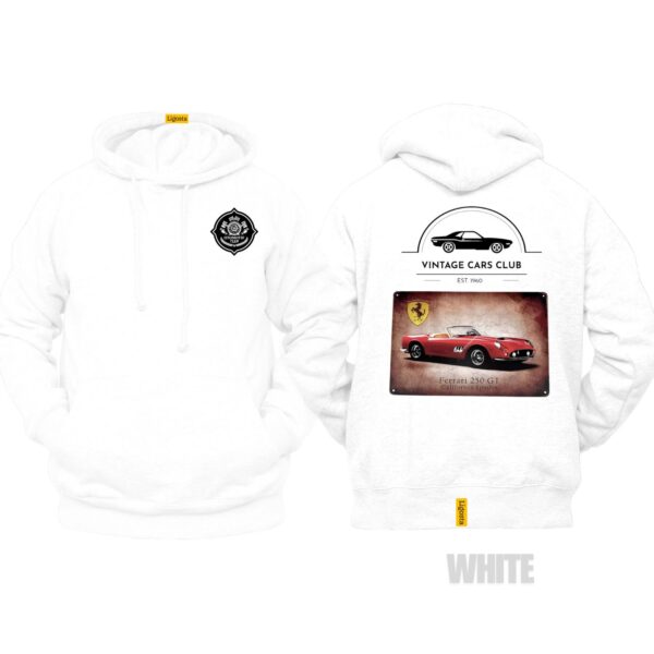 Ligosta Vintage, Cars Club Collection Hoodie, Unisex Hoodie Featuring Ferrari 250 GT California Spider Graphic, Perfect For Sports Car Fans - Image 3