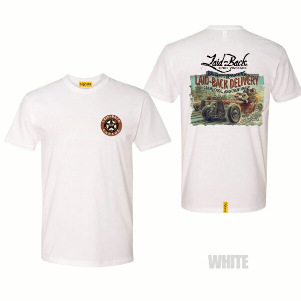 Ligosta Garage, Laid-Back Delivery Collection T-Shirt, Unisex T-Shirt Featuring Vintage Hot Rod Graphics, Perfect For Car Enthusiasts 001 - Image 3
