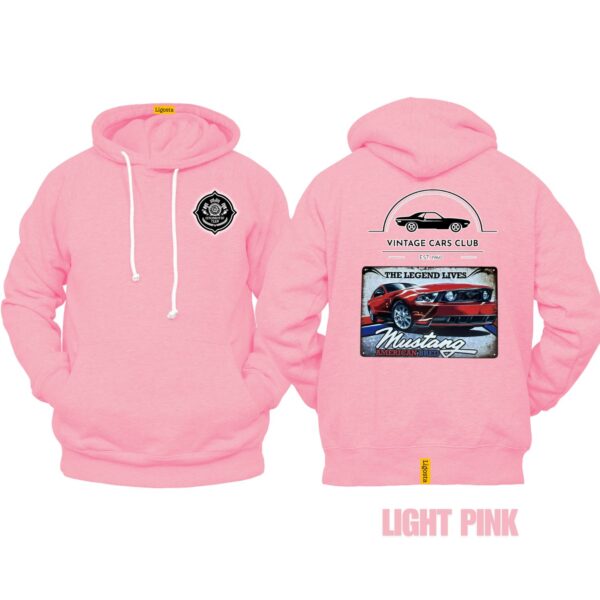 Ligosta Vintage, Cars Club Collection Hoodie, Unisex Hoodie Featuring Mustang American Bred Graphic, Perfect For Muscle Car Enthusiasts 12 - Image 4