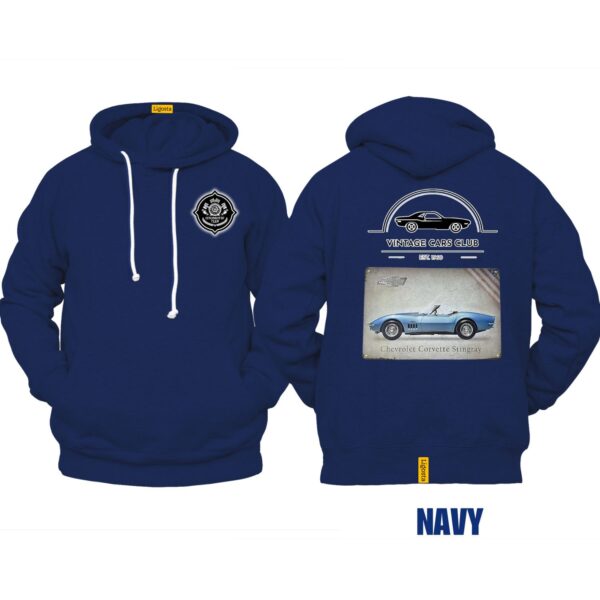 Ligosta Vintage, Cars Club Collection Hoodie, Unisex Hoodie Featuring Chevrolet Corvette Stingray Graphic, Perfect For Car Enthusiasts 01 - Image 2