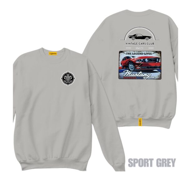 Ligosta Vintage, Cars Club Collection Sweatshirt, Unisex Sweatshirt Featuring Mustang The Legend Lives Graphic, Perfect For American Muscle Car Fans 12 - Image 5
