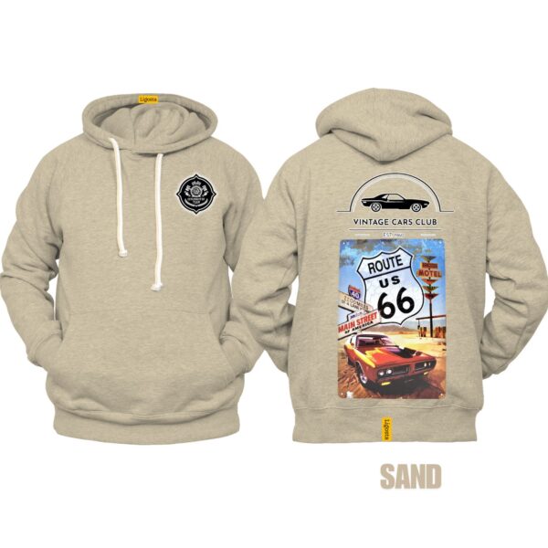 Ligosta Vintage, Cars Club Hoodie, Unisex Hoodie Featuring Route 66 Graphic, Perfect For Road Trip Enthusiasts 14 - Image 6