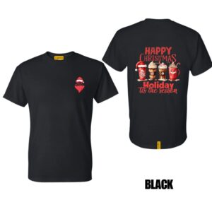 Ligosta Holiday Drinks Collection T-Shirt, Unisex T-Shirt Featuring Happy Xmas Coffee Cups Design, Perfect For Festive Vibes 07