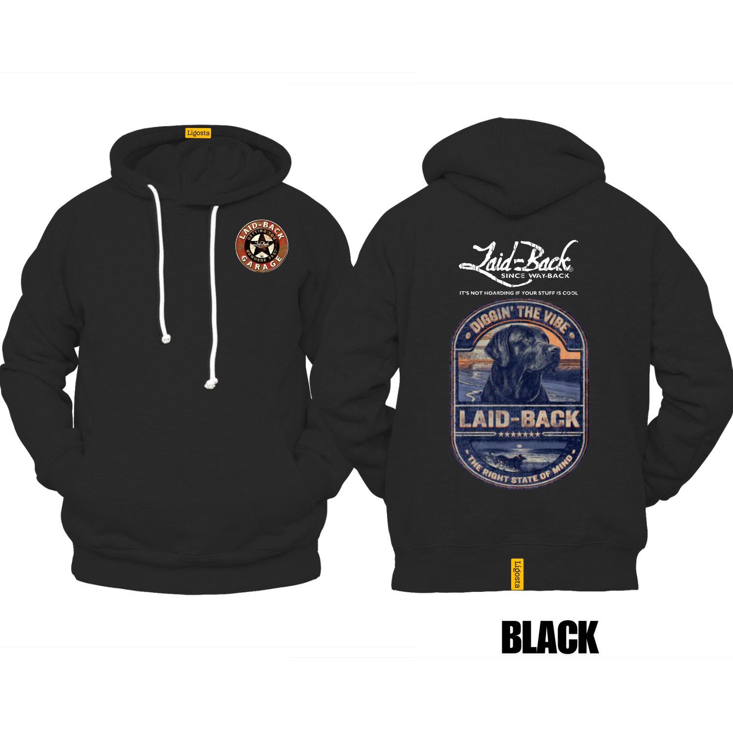 Ligosta Vintage, Laid-Back Hoodie, Unisex Hoodie Featuring Diggin’ The Vibe Dog Graphic, Perfect For Relaxed Style Fans 27
