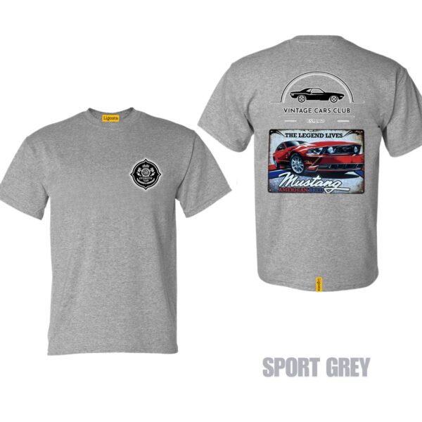 Ligosta Vintage, Cars Club Collection T-Shirt, Unisex T-Shirt Featuring Mustang The Legend Lives Graphic, American Muscle Car Fans 12 - Image 5