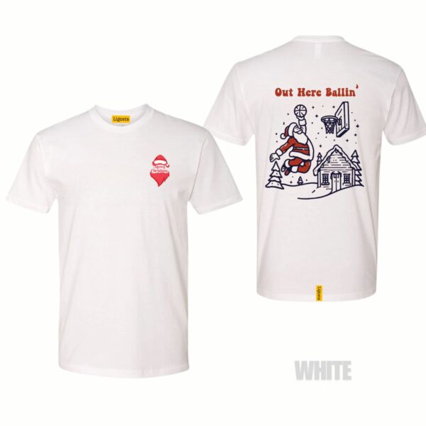 Ligosta Holiday Sports Collection T-Shirt, Unisex T-Shirt Featuring Out Here Ballin' Santa Basketball Design, Perfect For Xmas Fun 06 - Image 3