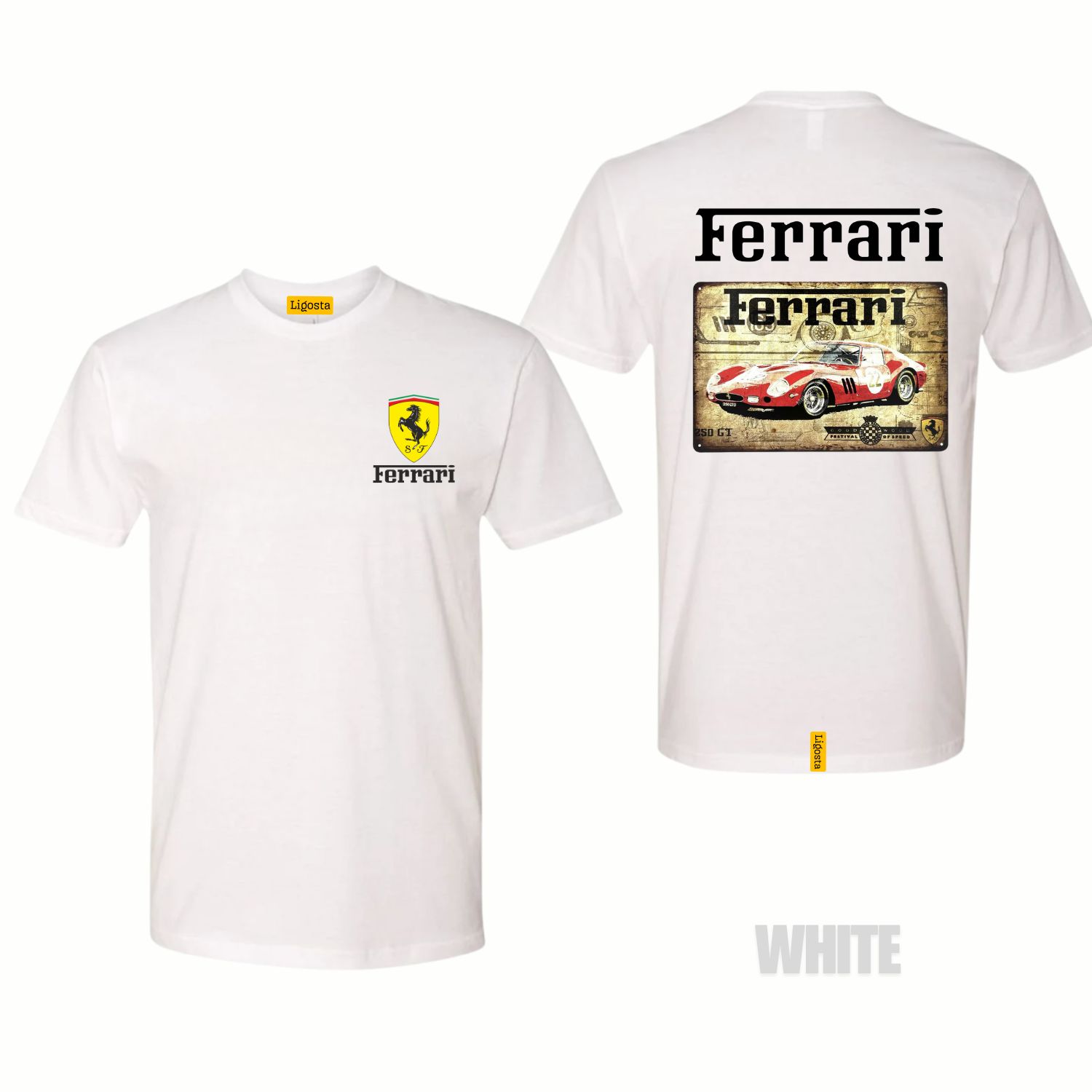 Ligosta Vintage, Cars Club T-Shirt, Unisex T-Shirt Featuring Ferrari 250 GTO Graphic, Perfect For Sports Car Enthusiasts 22