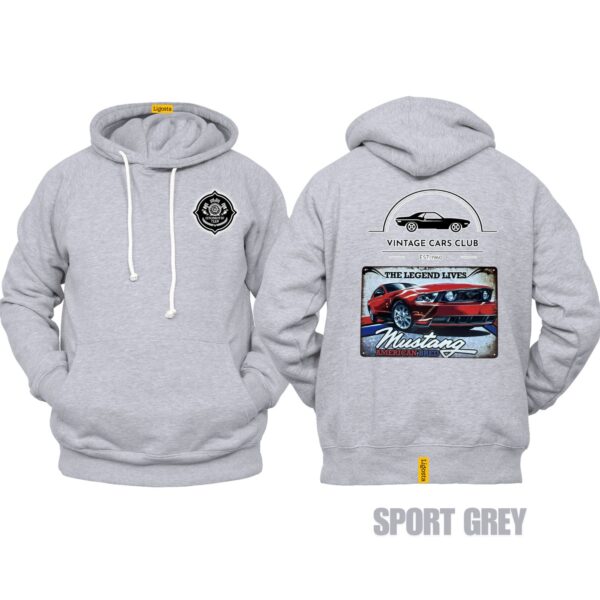 Ligosta Vintage, Cars Club Collection Hoodie, Unisex Hoodie Featuring Mustang American Bred Graphic, Perfect For Muscle Car Enthusiasts 12 - Image 5