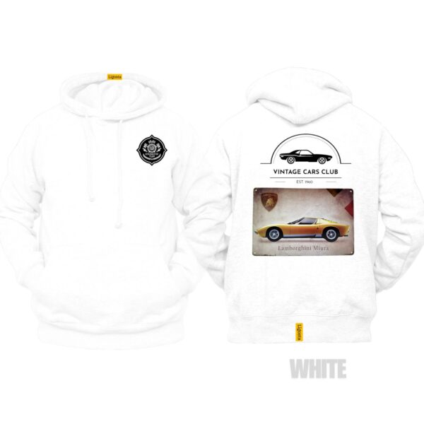 Ligosta Vintage, Cars Club Collection Hoodie, Unisex Hoodie Featuring Lamborghini Miura Graphic, Perfect For Supercar Enthusiasts 05 - Image 3