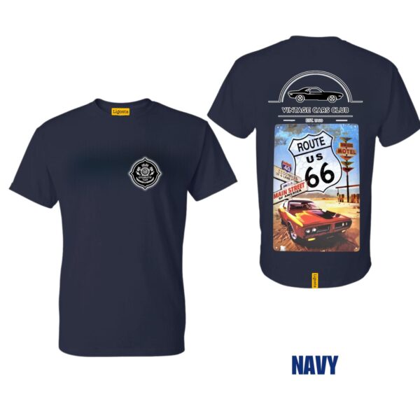 Ligosta Vintage, Cars Club T-Shirt, Unisex T-Shirt Featuring Route 66 Graphic, Perfect For Road Trip Enthusiasts 14 - Image 2