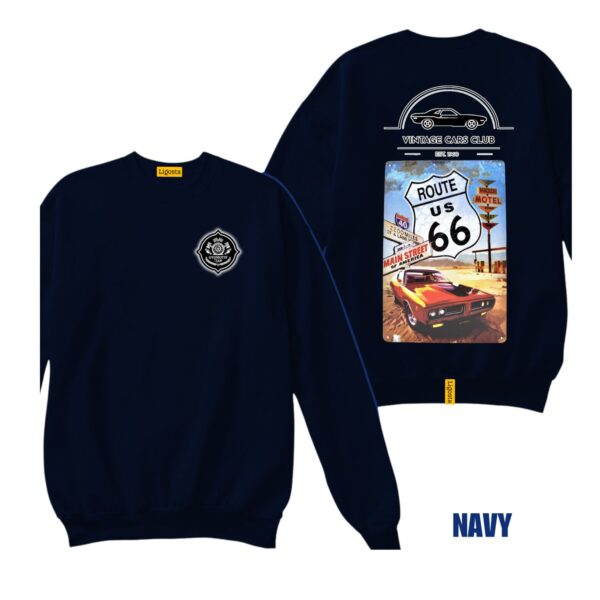 Ligosta Vintage, Cars Club Sweatshirt, Unisex Sweatshirt Featuring Route 66 Graphic, Perfect For Road Trip Enthusiasts 14 - Image 2
