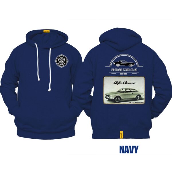 Ligosta Vintage, Cars Club Hoodie, Unisex Hoodie Featuring Alfa Romeo GT 1300 Graphic, Perfect For Classic Car Lovers 15 - Image 2