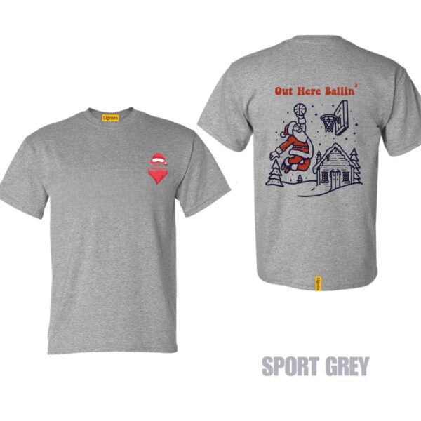 Ligosta Holiday Sports Collection T-Shirt, Unisex T-Shirt Featuring Out Here Ballin' Santa Basketball Design, Perfect For Xmas Fun 06 - Image 5