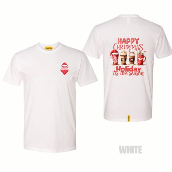 Ligosta Holiday Drinks Collection T-Shirt, Unisex T-Shirt Featuring Happy Xmas Coffee Cups Design, Perfect For Festive Vibes 07 - Image 3