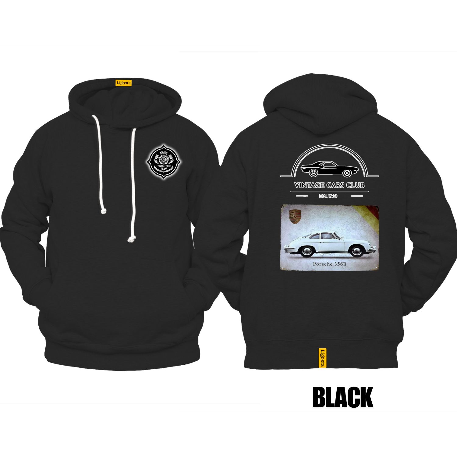 Ligosta Vintage, Cars Club Collection Hoodie, Unisex Hoodie Featuring Porsche 356B Graphic, Perfect For Classic Car Lovers 02