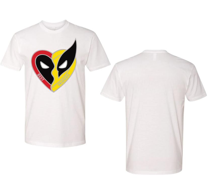 Best Friends! DP3 Heart Classic T-Shirt, Deadpoool 3 T-Shirt, Deadpoool & Wolverine Movie, Superhero X-Men, Street Life Style, Teen Style