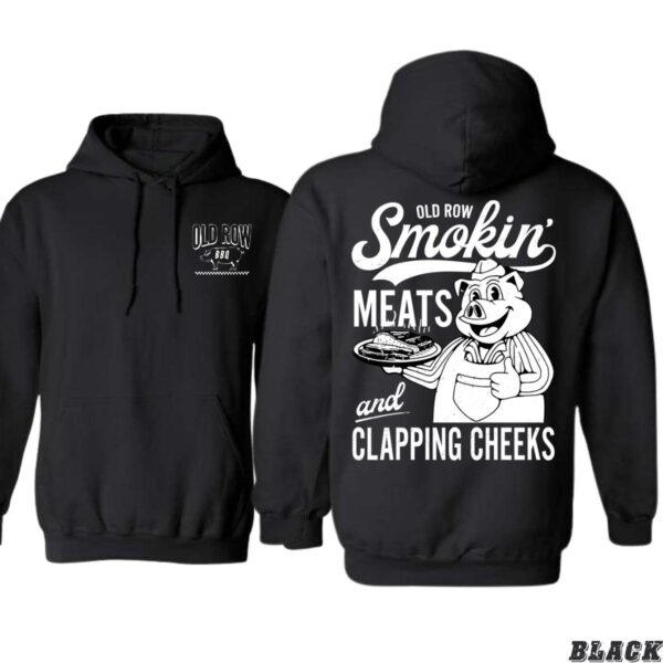 Old Row BBQ Smokin' Meats and Clapping Cheeks Black Unisex Hoodie, Ideal for BBQ Enthusiasts and Humor Lovers , Hoodie Design - Image 3