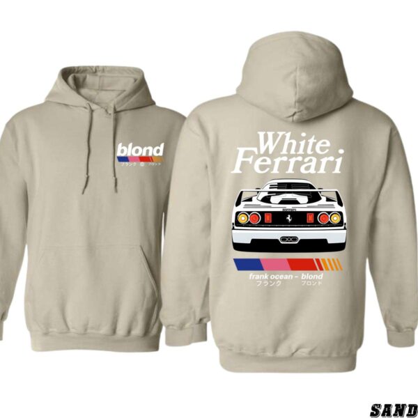 Frank Ocean Blond White Ferrari Black Unisex Hoodie, For Music and Car Enthusiasts , Street Life Style, Menswear Sweaters, Street Life Style - Image 2