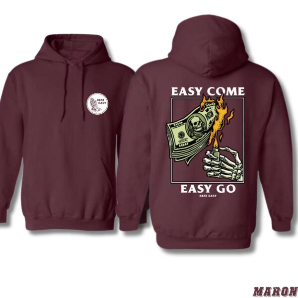 Rest Easy Hoodie, Easy Come Easy Go Skeleton Design, Ideal for Casual Wear, Comfortable and Stylish, Gift for Men, Gift for Women, Gift for You , Hoodie Design - Image 3