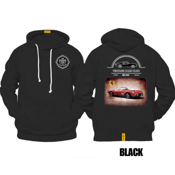 Ligosta Vintage, Cars Club Collection Hoodie, Unisex Hoodie Featuring Ferrari 250 GT California Spider Graphic, Perfect For Sports Car Fans